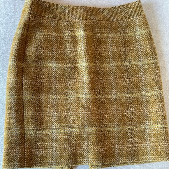 J CREW Pencil Skirt, Size 10, ochre, tone on tone plaid - Picture 1 of 5